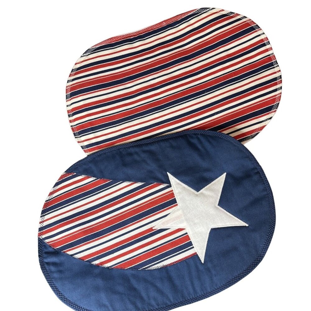 Patriotic 4th of July Placemats Lot of Eight Red White & Blue